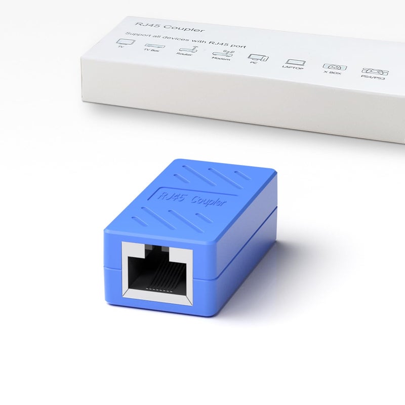 Dingsun RJ45 Coupler, Ethernet Extender for Cat7/Cat6/Cat5e/Cat5 Female to Female Ethernet Coupler Connector(1pack, Blue) - Image 1